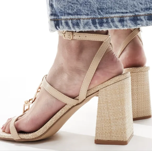 RAID Blink block heeled sandals in natural raffia - Picture 4 of 4